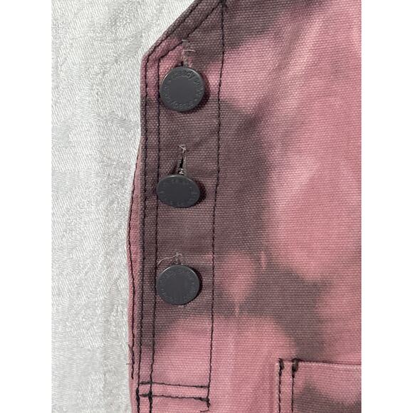 Steady Sellar Overall Dress Pink Gray Tie Dye Knee Length Patch Pocket Indibrand - Picture 4 of 10